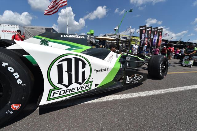 The No. 88 BC Forever Honda of Conor Daly is rolled out of the paddock prior to practice for the ABC Supply 500 at Pocono Raceway -- Photo by: Chris Owens