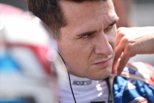 Mikhail Aleshin gets ready for practice for the ABC Supply 500 at Pocono Raceway -- Photo by: Chris Owens