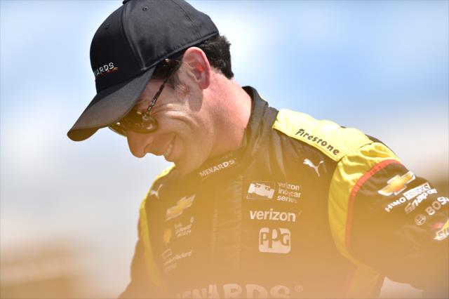 Simon Pagenaud on pit lane prior to practice for the ABC Supply 500 at Pocono Raceway -- Photo by: Chris Owens