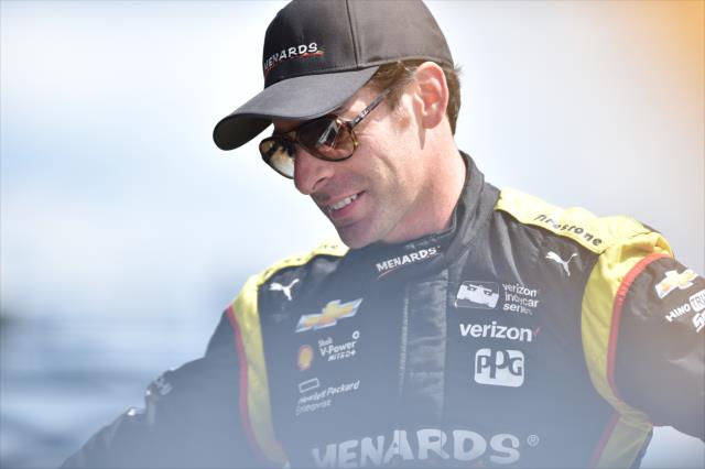Simon Pagenaud with a satisfying smile following practice for the ABC Supply 500 at Pocono Raceway -- Photo by: Chris Owens