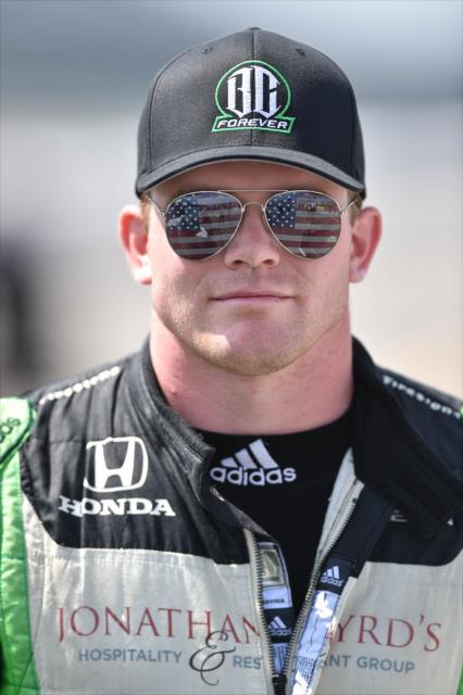 Conor Daly on pit lane prior to practice for the ABC Supply 500 at Pocono Raceway -- Photo by: Chris Owens