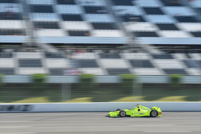 Simon Pagenaud streaks down the frontstretch during the evening practice for the ABC Supply 500 at Pocono Raceway -- Photo by: Chris Owens