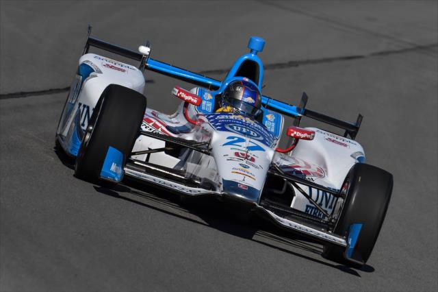 Marco Andretti sets up for Turn 1 during practice for the ABC Supply 500 at Pocono Raceway -- Photo by: Chris Owens