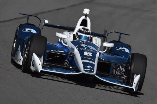 Max Chilton sets up for Turn 1 during practice for the ABC Supply 500 at Pocono Raceway -- Photo by: Chris Owens