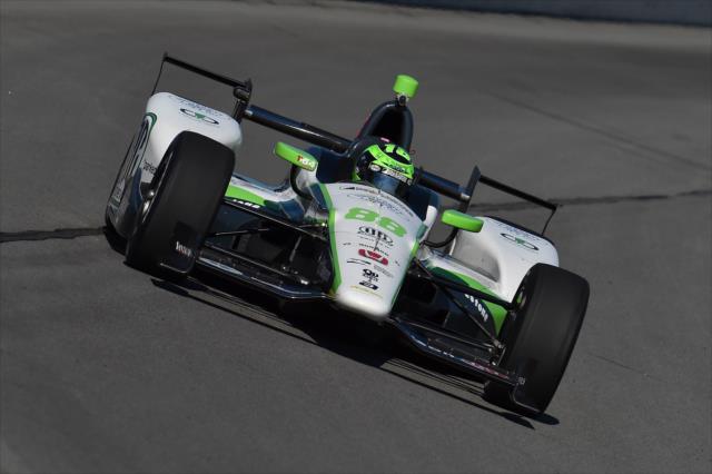 Conor Daly sets up for Turn 1 during practice for the ABC Supply 500 at Pocono Raceway -- Photo by: Chris Owens