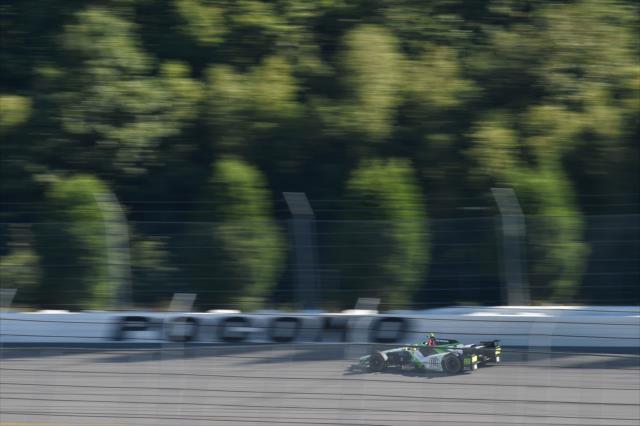 Conor Daly streaks down the Long Pond Straight toward Turn 2 during practice for the ABC Supply 500 at Pocono Raceway -- Photo by: Chris Owens