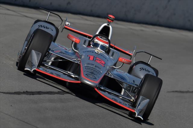 Will Power sets up for Turn 1 during practice for the ABC Supply 500 at Pocono Raceway -- Photo by: Chris Owens