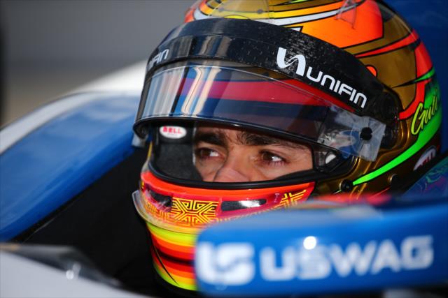 Esteban Gutierrez sits in his No. 18 Unifin Honda on pit lane prior to his qualification attempt for the ABC Supply 500 at Pocono Raceway -- Photo by: Bret Kelley