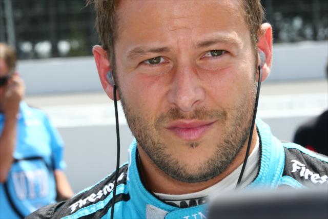 Marco Andretti waits his turn on pit lane prior to his qualification attempt for the ABC Supply 500 at Pocono Raceway -- Photo by: Bret Kelley
