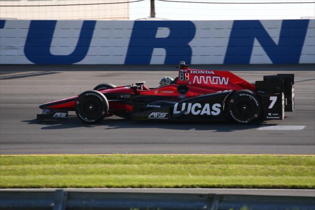 Sebastian Saavedra exits Turn 3 during the final practice for the ABC Supply 500 at Pocono Raceway -- Photo by: Bret Kelley