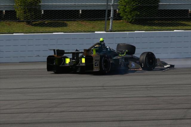 Ed Carpenter spins out of Turn 3 after making contact during practice for the ABC Supply 500 at Pocono Raceway -- Photo by: Bret Kelley