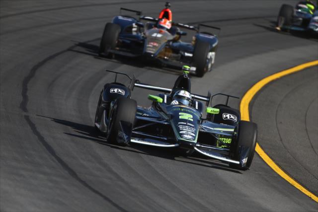 Josef Newgarden and James Hinchcliffe race through Turn 3 during practice for the ABC Supply 500 at Pocono Raceway -- Photo by: Bret Kelley