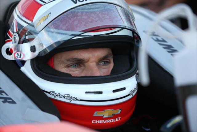 Will Power looks down pit lane prior to practice for the ABC Supply 500 at Pocono Raceway -- Photo by: Chris Jones