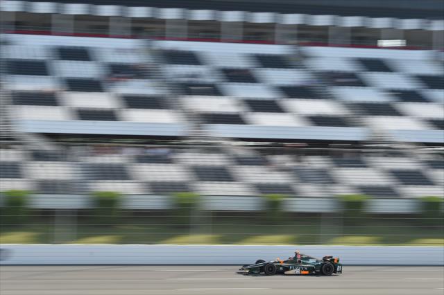 JR Hildebrand streaks toward the start/finish line during practice for the ABC Supply 500 at Pocono Raceway -- Photo by: Chris Owens