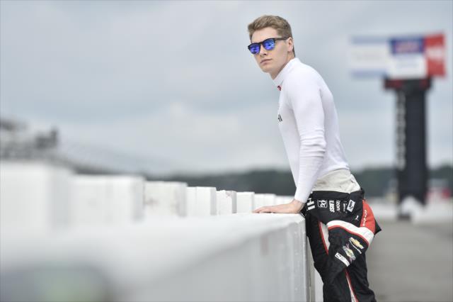 Josef Newgarden watches qualifications for the ABC Supply 500 from pit lane at Pocono Raceway -- Photo by: Chris Owens
