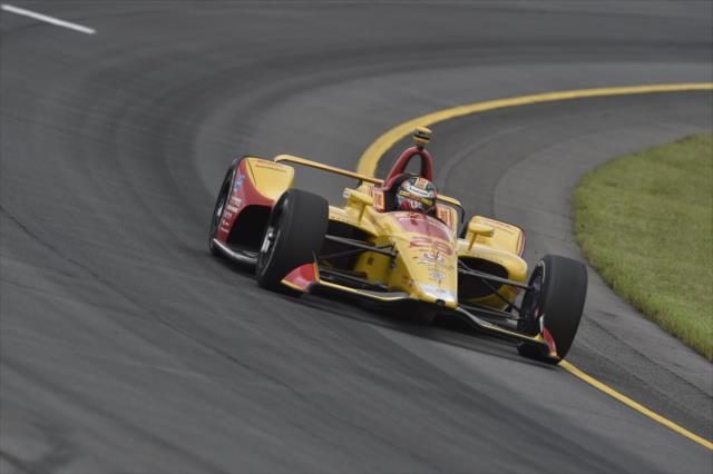Ryan Hunter-Reay races through Turn 3 during practice for the ABC Supply 500 at Pocono Raceway -- Photo by: Chris Owens