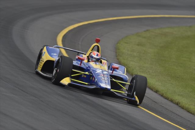 Alexander Rossi races through Turn 3 during practice for the ABC Supply 500 at Pocono Raceway -- Photo by: Chris Owens