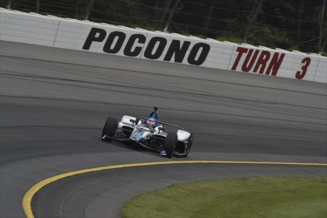 Takuma Sato races through Turn 3 during practice for the ABC Supply 500 at Pocono Raceway -- Photo by: Chris Owens