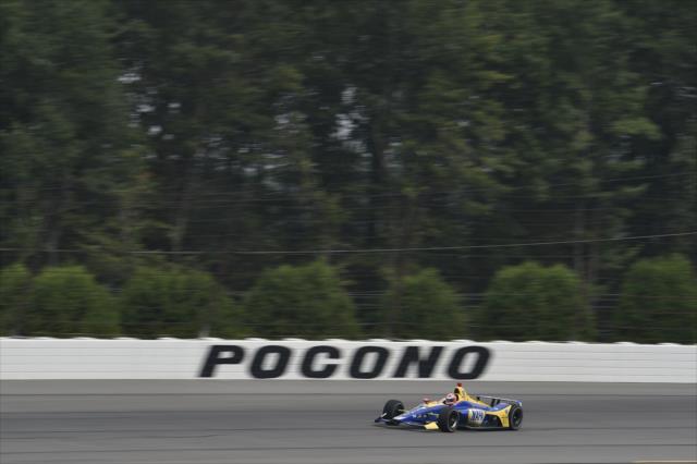 Alexander Rossi sets up for Turn 3 during practice for the ABC Supply 500 at Pocono Raceway -- Photo by: Chris Owens