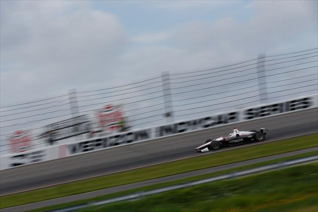 Josef Newgarden races into Turn 3 during practice for the ABC Supply 500 at Pocono Raceway -- Photo by: Joe Skibinski