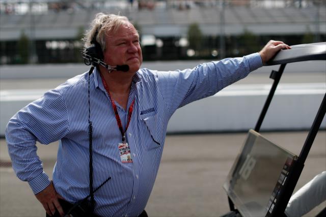 Dale Coyne watches qualifications for the ABC Supply 500 from pit lane at Pocono Raceway -- Photo by: Joe Skibinski