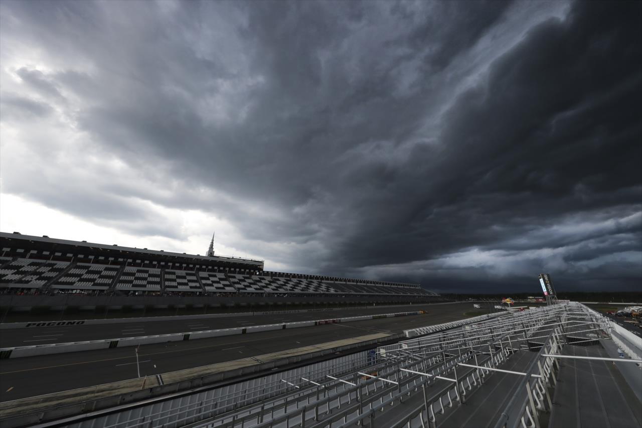 Dark clouds cover the Pocono Raceway -- Photo by: Chris Owens