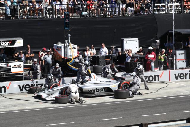 Josef Newgarden comes in for tires and fuel on pit lane during the Grand Prix of Portland at Portland International Raceway -- Photo by: Chris Jones