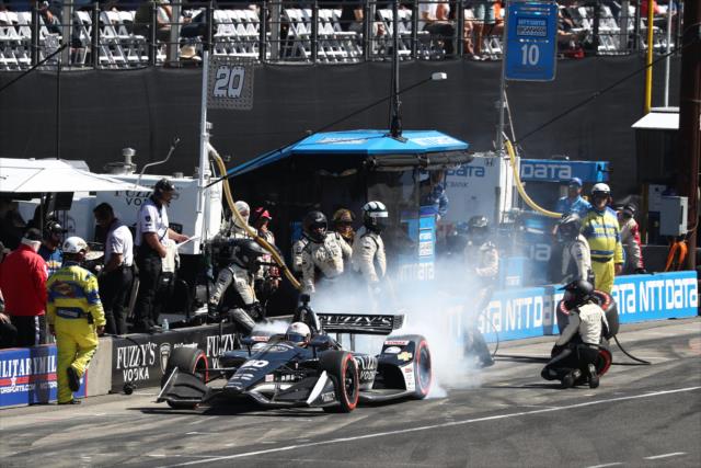 Jordan King peels out of his pit stall following service during the Grand Prix of Portland at Portland International Raceway -- Photo by: Chris Jones