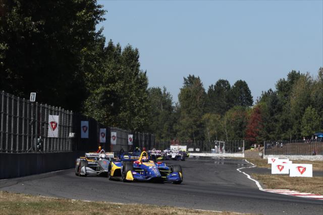 Alexander Rossi leads the field into Turn 9 during the Grand Prix of Portland at Portland International Raceway -- Photo by: Chris Jones