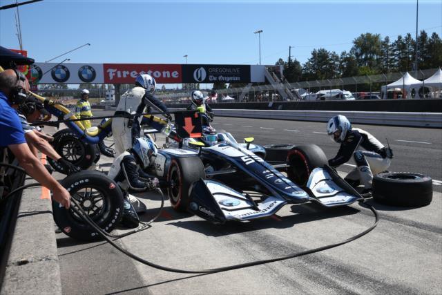 Max Chilton comes in for tires and fuel on pit lane during the Grand Prix of Portland at Portland International Raceway -- Photo by: Chris Jones