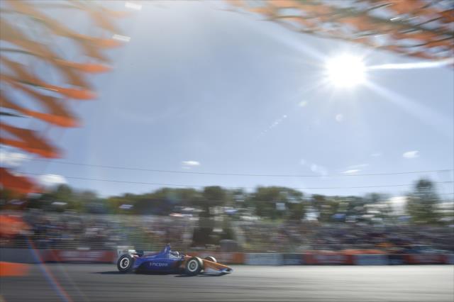 Scott Dixon starts his dive into Turn 1 during the Grand Prix of Portland at Portland International Raceway -- Photo by: Chris Owens