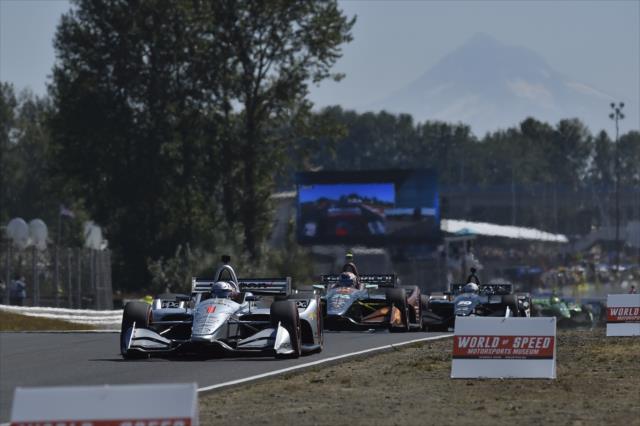 Josef Newgarden sets up for Turn 4 during the Grand Prix of Portland at Portland International Raceway -- Photo by: Chris Owens