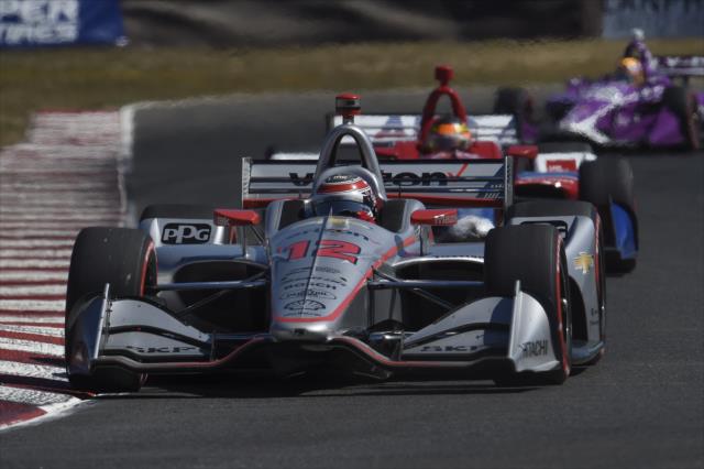 Will Power leads a group into Turn 3 during the Grand Prix of Portland at Portland International Raceway -- Photo by: Chris Owens