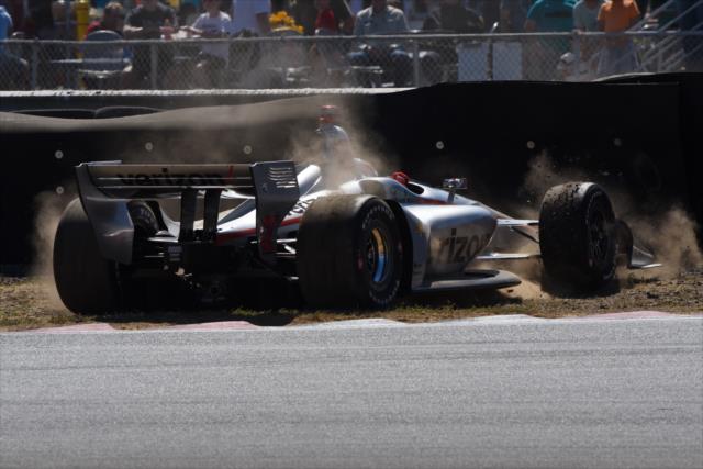 Will Power slides off at Turn 11 to bring out the yellow flag during the Grand Prix of Portland at Portland International Raceway -- Photo by: James  Black