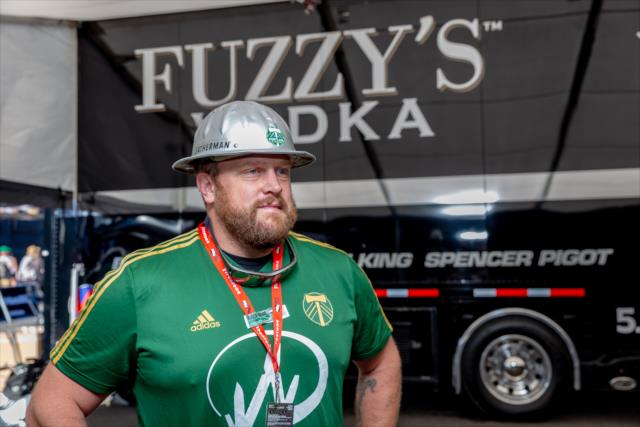 Timber Joey of the Portland Timbers visits the Ed Carpenter Racing paddock at Portland International Raceway -- Photo by: Stephen King