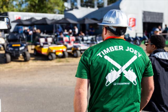 Timber Joey of the Portland Timbers visits the INDYCAR paddock at Portland International Raceway for the Grand Prix of Portland -- Photo by: Stephen King