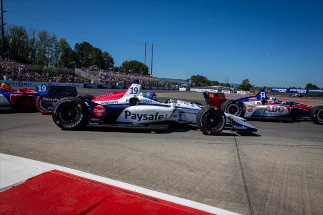 Pietro Fittipaldi works his way around traffic in Turn 1 during the Grand Prix of Portland at Portland International Raceway -- Photo by: Stephen King