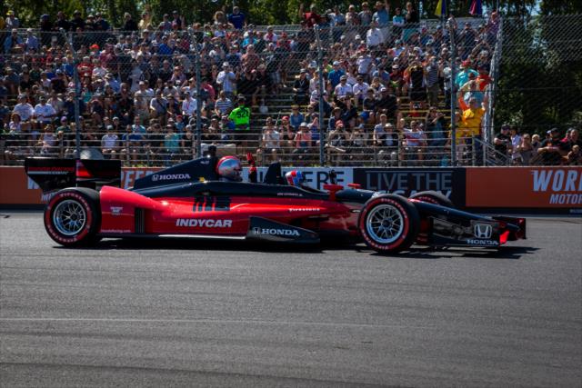 Arie Luyendyk Jr. pilots the two-seater during the parade laps prior to the start of the Grand Prix of Portland at Portland International Raceway -- Photo by: Stephen King