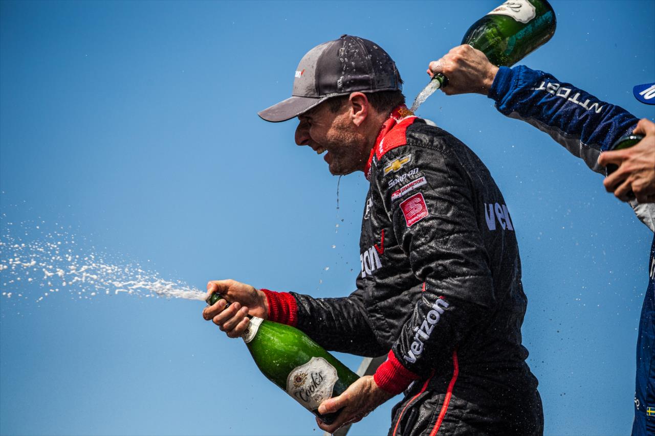 Will Power celebrates on the Grand Prix of Portland podium -- Photo by: Stephen King