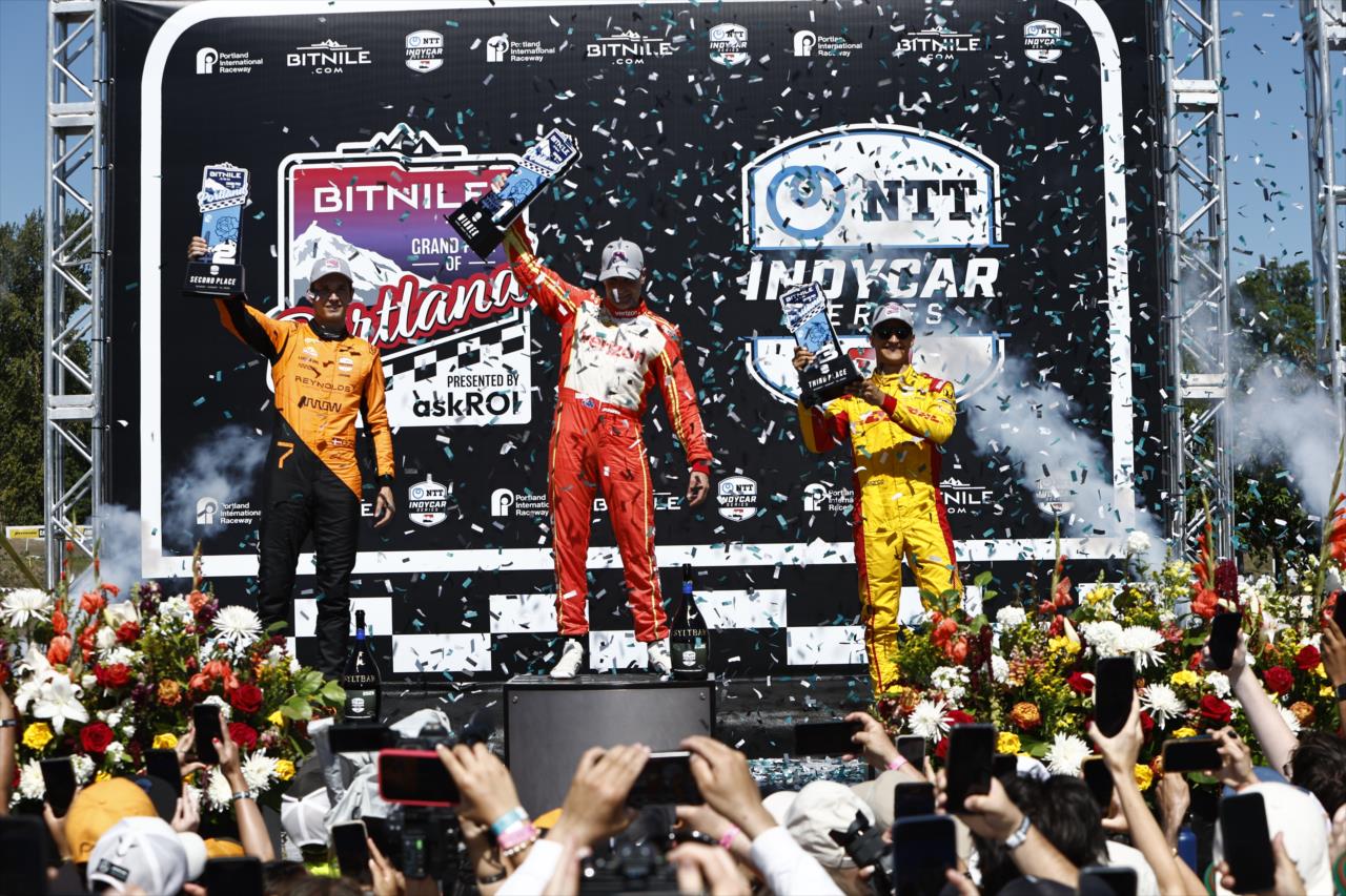 Christian Lundgaard, Will Power and Alex Palou - BITNILE.com Grand Prix of Portland - By: Chris Jones -- Photo by: Chris Jones