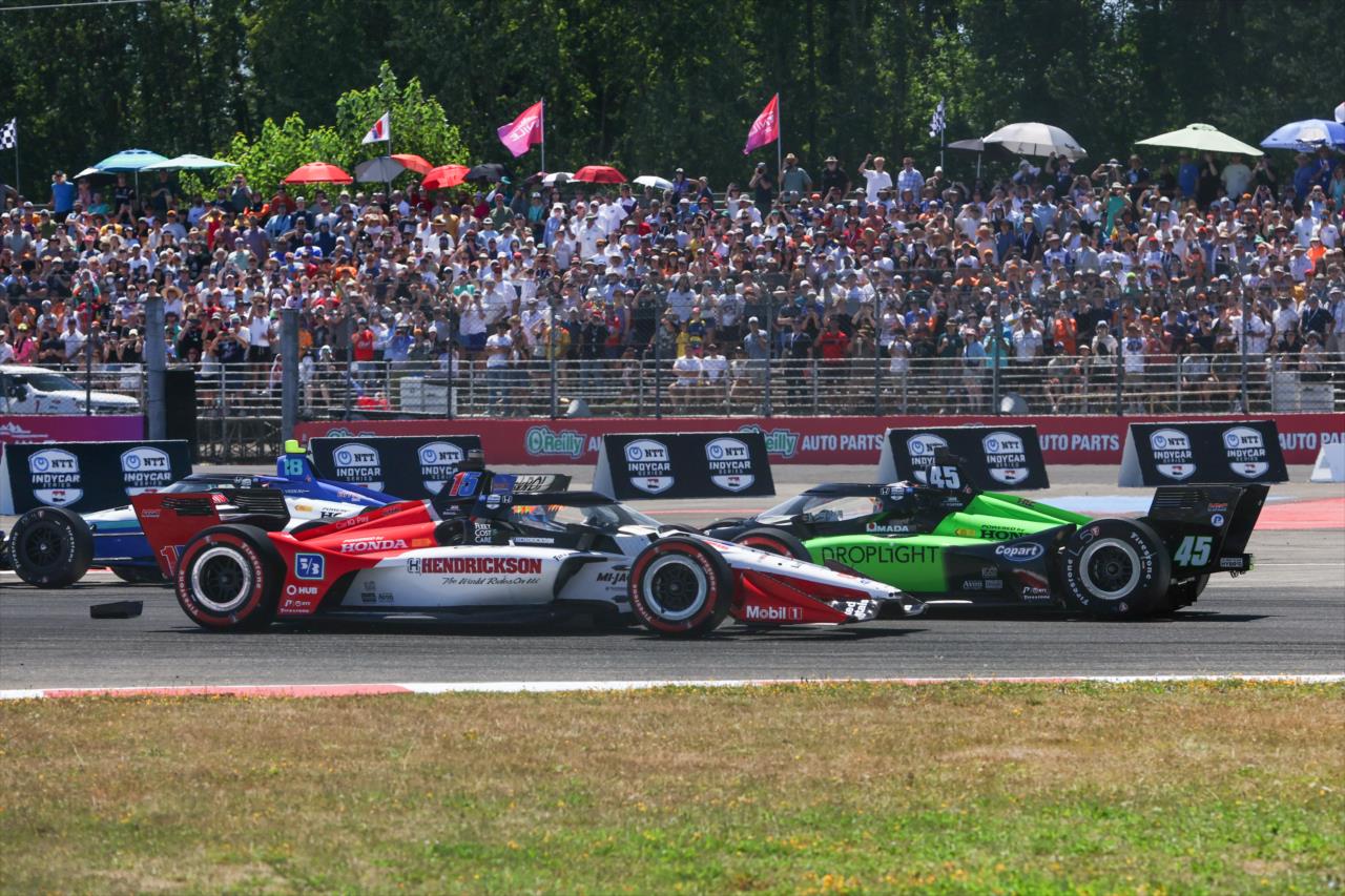 Rinus VeeKay, Graham Rahal and Louis Foster - BITNILE.com Grand Prix of Portland - By: Chris Owens -- Photo by: Chris Owens