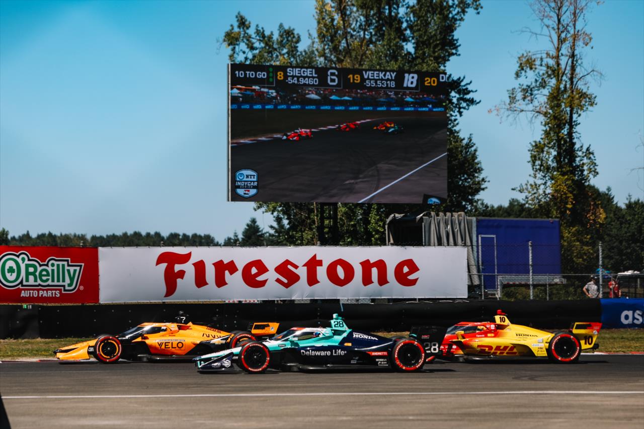 Christian Lundgaard, Marcus Ericsson and Alex Palou - BITNILE.com Grand Prix of Portland - By: Joe Skibinski -- Photo by: Joe Skibinski