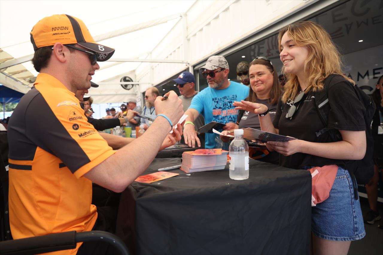 Pato O'Ward with fan - OnlyBulls Grand Prix of Portland - By: Joe Skibinski -- Photo by: Joe Skibinski
