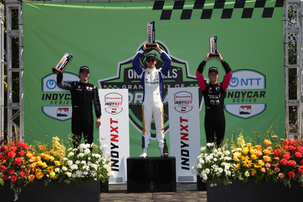 Alessandro de Tullio, Lochie Hughes and Max Taylor - Grand Prix of Portland - INDY NXT Presented by Firestone - By: Joe Skibinski -- Photo by: Joe Skibinski