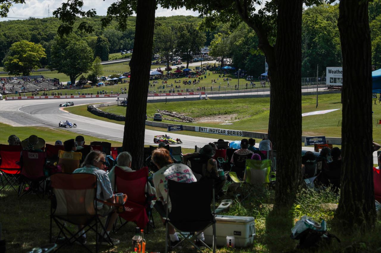 Fans watch on during practice for the REV Group Grand Prix Race 1 at Road America Saturday, July 11, 2020 -- Photo by: Joe Skibinski