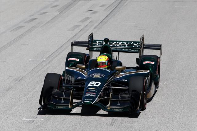 Spencer Pigot streaks down the frontstretch during the KOHLER Grand Prix of Road America -- Photo by: Chris Jones