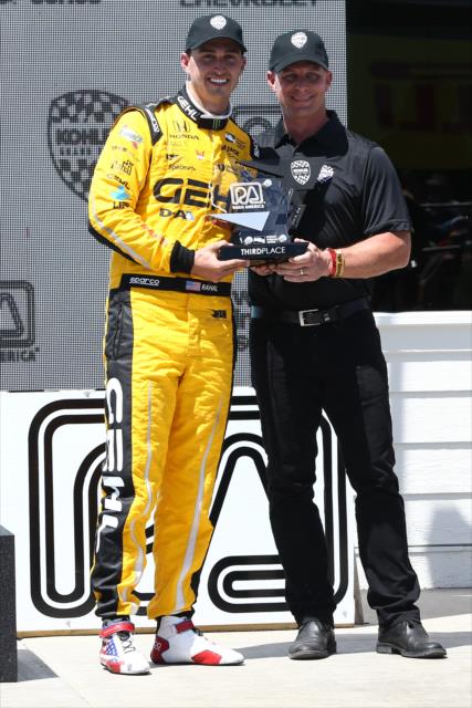 Graham Rahal accepts his 3rd Place trophy in Victory Lane following the KOHLER Grand Prix of Road America -- Photo by: Chris Jones