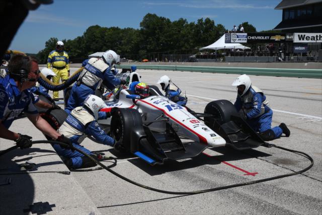 Gabby Chaves comes in for fuel and tires on pit lane during the KOHLER Grand Prix of Road America -- Photo by: Chris Jones