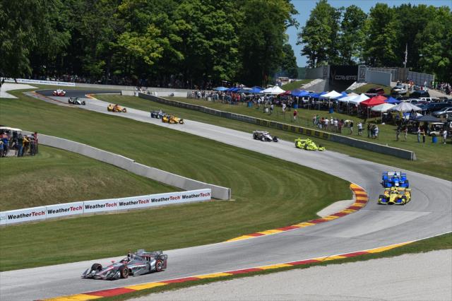 Will Power leads the field through Hurry Downs of Turns 6-7 during the KOHLER Grand Prix of Road America -- Photo by: Chris Owens