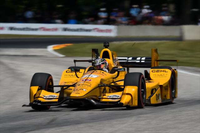 Graham Rahal sets up for Turn 7 during the KOHLER Grand Prix at Road America -- Photo by: Chris Owens